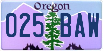OR license plate 025BAW
