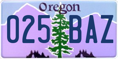 OR license plate 025BAZ