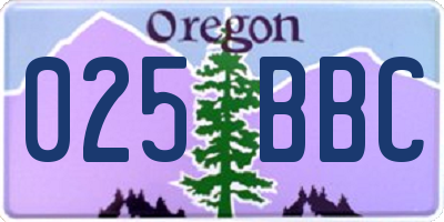 OR license plate 025BBC