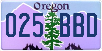 OR license plate 025BBD