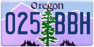 OR license plate 025BBH