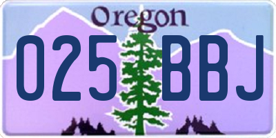 OR license plate 025BBJ