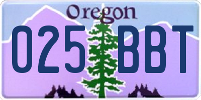 OR license plate 025BBT