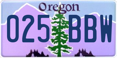 OR license plate 025BBW
