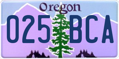 OR license plate 025BCA