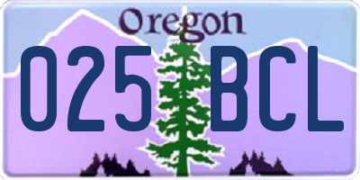 OR license plate 025BCL