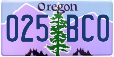 OR license plate 025BCO
