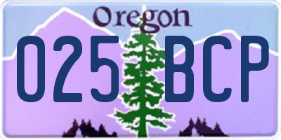 OR license plate 025BCP