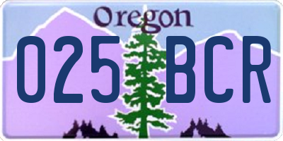 OR license plate 025BCR
