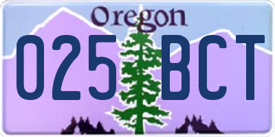 OR license plate 025BCT