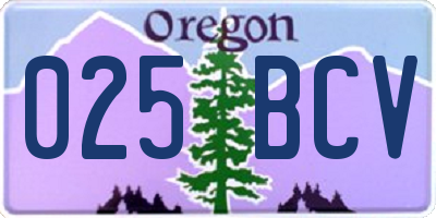 OR license plate 025BCV