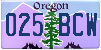 OR license plate 025BCW