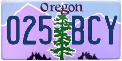 OR license plate 025BCY