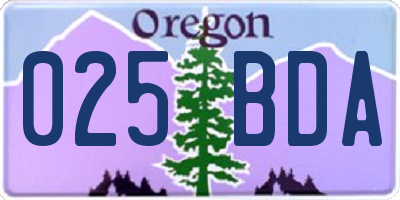 OR license plate 025BDA