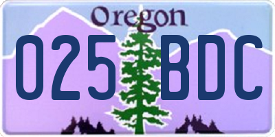 OR license plate 025BDC