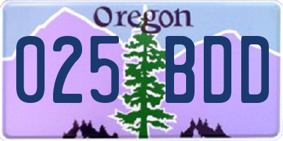OR license plate 025BDD