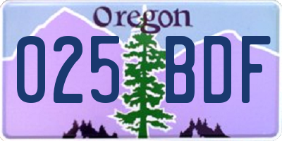 OR license plate 025BDF