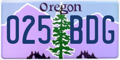 OR license plate 025BDG