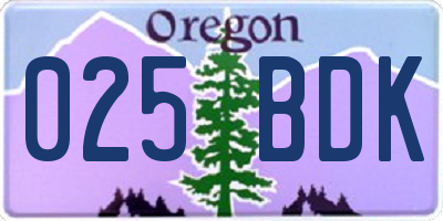 OR license plate 025BDK