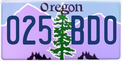 OR license plate 025BDO