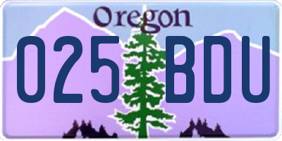 OR license plate 025BDU