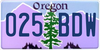 OR license plate 025BDW