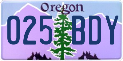OR license plate 025BDY