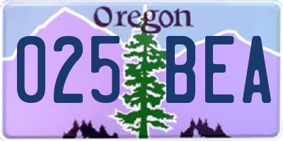 OR license plate 025BEA