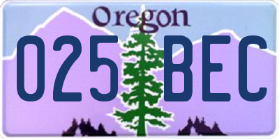 OR license plate 025BEC