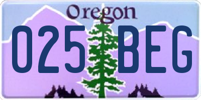 OR license plate 025BEG