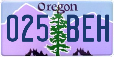 OR license plate 025BEH