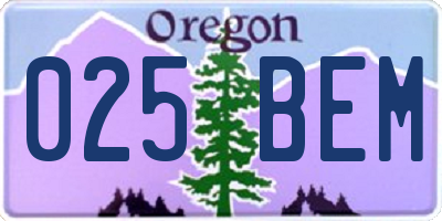 OR license plate 025BEM