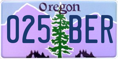 OR license plate 025BER