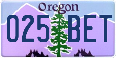 OR license plate 025BET