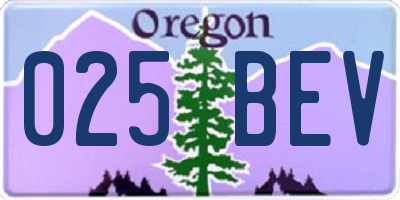 OR license plate 025BEV