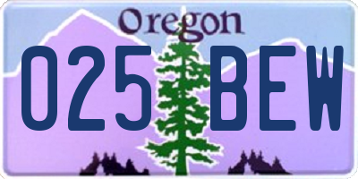 OR license plate 025BEW