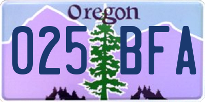 OR license plate 025BFA