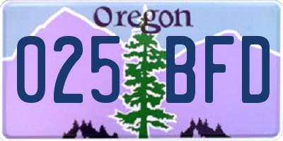 OR license plate 025BFD