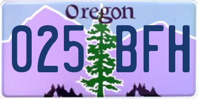 OR license plate 025BFH