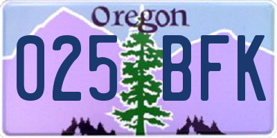 OR license plate 025BFK