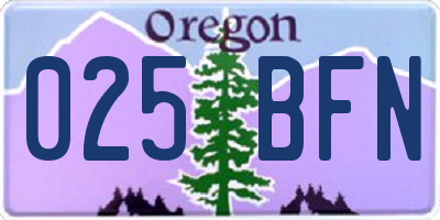 OR license plate 025BFN