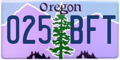 OR license plate 025BFT