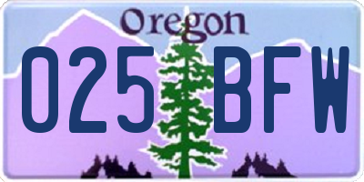 OR license plate 025BFW