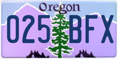 OR license plate 025BFX