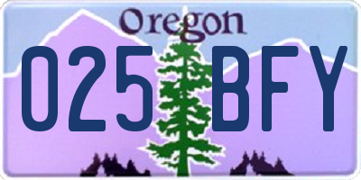 OR license plate 025BFY