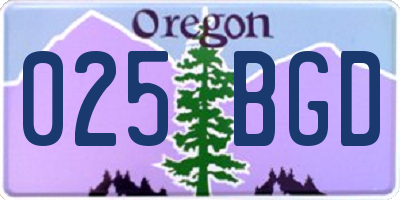 OR license plate 025BGD