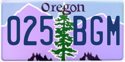 OR license plate 025BGM