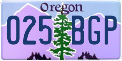 OR license plate 025BGP