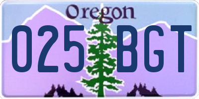 OR license plate 025BGT
