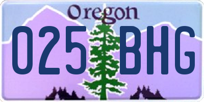 OR license plate 025BHG